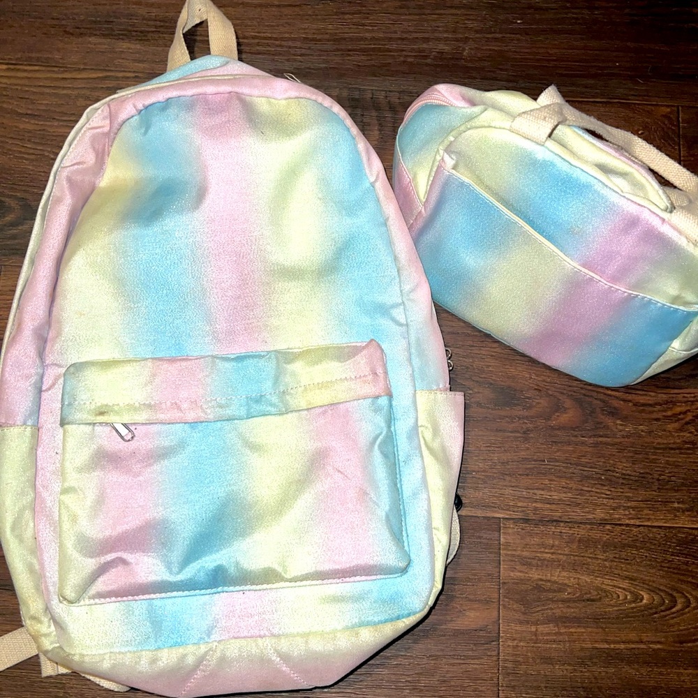 Girls full size book bag and lunchbox